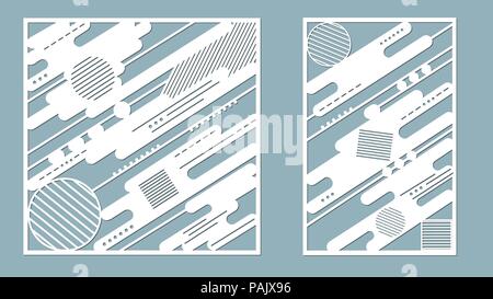Vector Illustration. Dekorative panel Linien, Laserschneiden. Holz- Panel. Stock Vektor