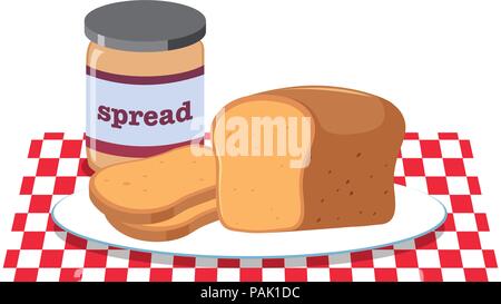 Brot und Erdnussbutter Verbreitung Abbildung Stock Vektor