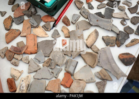 Archäologische Grabung in Priory Park in Chichester, West Sussex, UK. Stockfoto