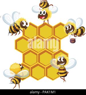 Gerne Bienen und den Bienenstock Abbildung Stock Vektor