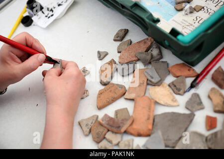 Archäologische Grabung in Priory Park in Chichester, West Sussex, UK. Stockfoto