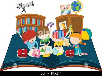 Student Studie im Unterricht pop-up-Buch Abbildung Stock Vektor