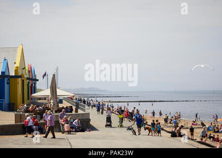 Coatal Prestatyn Seaside Resort Stadt Denbighshire, Wales. Historisch Flintshire, zentrale Buche auf der Promenade Stockfoto