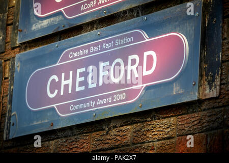 Chelford Gemeinde in Cheshire, England, Bahnhof Auszeichnungen Stockfoto