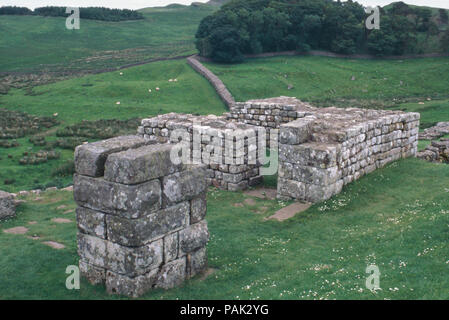 Römisches Wächterhaus auf Hadrian's Wall, Housesteads, Northumbria, England, 2. Foto Stockfoto