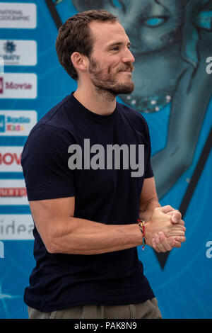 Giffoni Italien. 23. Juli 2018. Giffoni Film Festival 2018, 48th Edition. Fotoauftrag der britischen Schauspieler Sam Claflin (Italien, Giffoni, 23. Juli 2018) Credit: Unabhängige Fotoagentur/Alamy leben Nachrichten Stockfoto