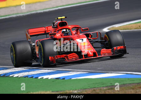 Hockenheim, Deutschland. 20. Juli 2018. Kimi Räikkönen, RAEIKKOENEN (FIN), Scuderia Ferrari, Aktion in seinem Rennwagen, Training, Formel 1: GP von GermanyGermany, Hockenheimring, Saison 2018, am 20.07.2018. | Verwendung der weltweiten Kredit: dpa/Alamy leben Nachrichten Stockfoto