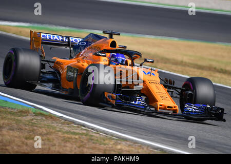 Hockenheim, Deutschland. 20. Juli 2018. Fernando Alonso (ESP, MCLaren F1 Team), Aktion in seinem Rennwagen, Training, Formel 1: GP von GermanyGermany, Hockenheimring, Saison 2018, am 20.07.2018. | Verwendung der weltweiten Kredit: dpa/Alamy leben Nachrichten Stockfoto