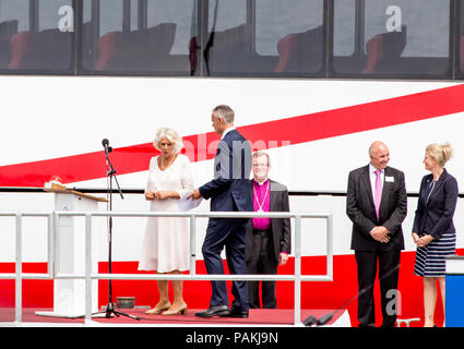 Camilla, Herzogin von Cornwall am Roten Jet 7 Taufzeremonie in Cowes, Isle of Wight Stockfoto