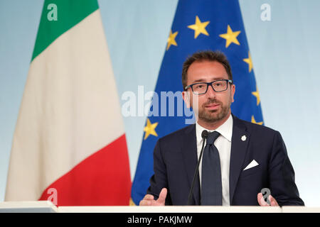 Minister der Justiz Alfonso Bonafede Roma 24/07/2018. Conferenza stampa al Termine del Consiglio dei Ministri. Rom 24. Juli. Pressekonferenz am Ende der Minister. Foto Samantha Zucchi Insidefoto Stockfoto