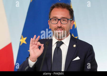 Minister der Justiz Alfonso Bonafede Roma 24/07/2018. Conferenza stampa al Termine del Consiglio dei Ministri. Rom 24. Juli. Pressekonferenz am Ende der Minister. Foto Samantha Zucchi Insidefoto Stockfoto