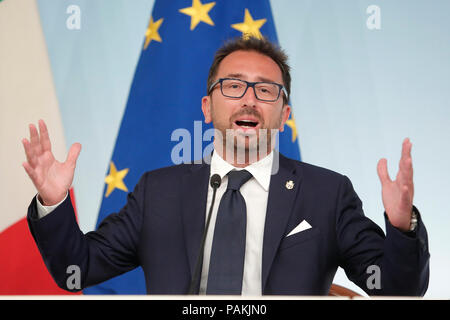 Minister der Justiz Alfonso Bonafede Roma 24/07/2018. Conferenza stampa al Termine del Consiglio dei Ministri. Rom 24. Juli. Pressekonferenz am Ende der Minister. Foto Samantha Zucchi Insidefoto Stockfoto