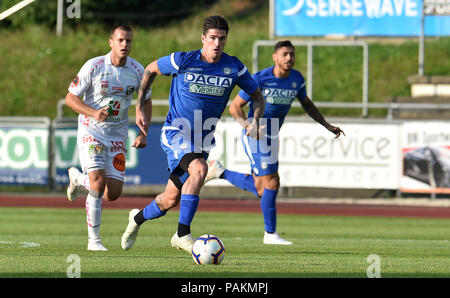 Wolfsberger, Österreich, vom 24. Juli 2018. Udinese von Rodrigo De Paul steuert die Kugel während der Saison Fußball-Match zwischen RZ Pellets WAC und Udinese Calcio im Lavanttal Arena. foto Simone Ferraro/Alamy leben Nachrichten Stockfoto