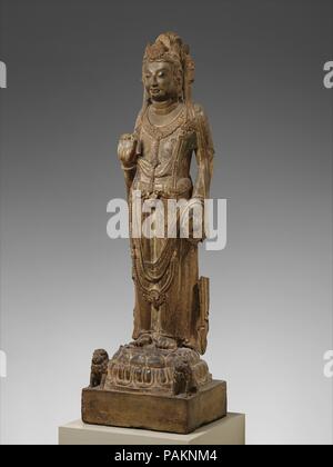 Bodhisattva Avalokiteshvara (Guanyin, wahrscheinlich). Kultur: China. Abmessungen: H.73. (185.4 cm). Datum: Ende 6.Jh.. Museum: Metropolitan Museum of Art, New York, USA. Stockfoto