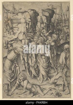 Der Verrat und Gefangennahme von Christus. Artist: Israhel van Meckenem (Deutsch, Meckenem Ca. 1440/45-1503 Bocholt). Maße: Blatt: 8 5/16 x 5 15/16 in. (21,1 × 15,1 cm). Museum: Metropolitan Museum of Art, New York, USA. Stockfoto