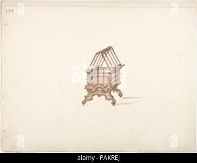 Design für eine 2-seitige Bookstand mit Regalen (Verso: Skizze). Artist: Anonyme, Briten, 19. Maße: Blatt: 9 5/16 x 11 13/16-in. (23,7 x 30 cm). Datum: Anfang des 19. Jahrhunderts. Museum: Metropolitan Museum of Art, New York, USA. Stockfoto