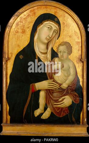 Madonna und Kind. Artist: Workshop von Ugolino da Siena (Ugolino di Nerio) (Italienisch, Siena, aktiv von 1317 - starb? 1339/49). Abmessungen: gewölbter Deckel, 35 3/8 x 23 in. (89,9 x 58,4 cm). Datum: Ca. 1325. Museum: Metropolitan Museum of Art, New York, USA. Stockfoto