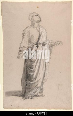 Saint Remi (untere Register; Studie für die Wandmalereien in der Kapelle Saint Remi, Sainte-Clotilde, Paris, 1858). Artist: Isidore Pils (Französisch, Paris 1813/15-1875 Douarnenez). Abmessungen: 18 3/16 x 11 5/8 in. (46,2 x 29,6 cm). Datum: 19. Museum: Metropolitan Museum of Art, New York, USA. Stockfoto
