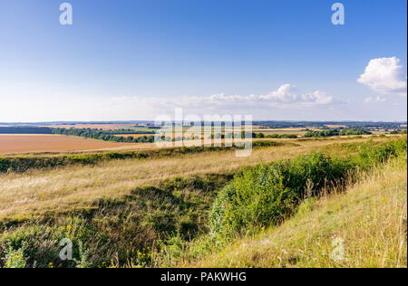 Wunderschöne Aussicht von Badbury Rings im Juli 2018 - eine eiserne Alter Hill fort in East Dorset, England, Großbritannien Stockfoto