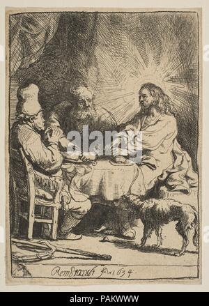 Christus in Emmaus: Die kleinere Platte. Artist: Rembrandt (Rembrandt van Rijn) (Niederländisch, Leiden 1606-1669 Amsterdam). Datum: 1634. Museum: Metropolitan Museum of Art, New York, USA. Stockfoto