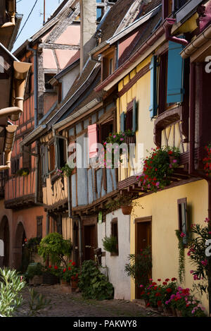 Die malerische Besuch von Eguisheim im Elsass von Frankreich Stockfoto