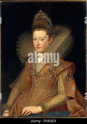 Margherita Gonzaga (1591-1632), Prinzessin von Mantua. Artist: Frans Pourbus der Jüngere (Niederländischen, Antwerpen 1569-1622 Paris). Abmessungen: 36 1/2 x 27 1/4 in. (92,7 × 69,2 cm). Pourbus Hofmaler des Erzherzogs Albert in Brüssel im Jahr 1600, wenn er auf Einladung von Vincenzo Gonzaga, Herzog von Mantua nach Italien ging. Dieses Portrait muss zeigen des Herzogs von Mantua Tochter Margherita, von pourbus ist voll zu beurteilen - Länge Portrait von ihr vom 1605 in den Uffizien in Florenz. In diesem Zeitraum Rubens arbeitete auch für Vincenzo Gonzaga, aber er eifrig Links die Malerei von formalen Porträts und eine Galerie Stockfoto