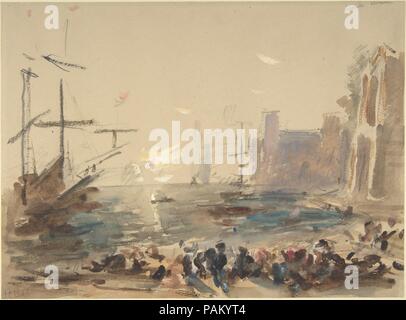 Marine (recto); nicht entzifferbar Skizze (verso). Artist: Herkules Brabazon Brabazon (Britisch, Paris 1821-1906 Oaklands, in der Nähe von Sedlescombe, Sussex). Maße: Blatt: 8 5/8 × 11 11/16 in. (21,9 × 29,7 cm). Datum: 1840-1906. Museum: Metropolitan Museum of Art, New York, USA. Stockfoto