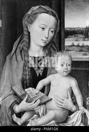 Jungfrau und Kind. Artist: Workshop von Hans Memling (Niederländischen, Seligenstadt, aktiv von 1465 - gestorben 1494 Brügge). Abmessungen: Insgesamt 14 1/8 x 10 1/4 in. (35,9 x 26 cm); Oberfläche lackiert 13 3/8 x 9 1/2 in. (34 x 24,1 cm). Datum: Ca. 1490-94. Museum: Metropolitan Museum of Art, New York, USA. Stockfoto