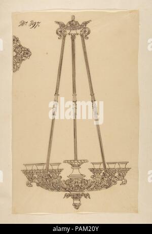 Design für einen Kronleuchter. Künstler: Anonym, Französisch, 19. Maße: Blatt: 12 13/16 x 8 1/16-in. (32,5 x 20,4 cm). Datum: 19. Museum: Metropolitan Museum of Art, New York, USA. Stockfoto