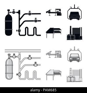 Automobilindustrie und andere Symbol in Schwarz, monochrom Stil. Neue Technologien Symbole in der Sammlung. Stock Vektor