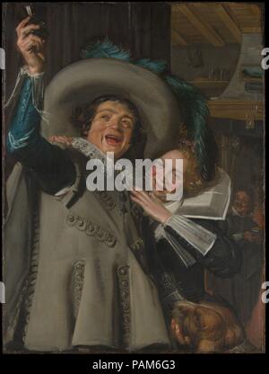 Junger Mann und Frau in einer Inn ('Yonker Rampe und seine Liebste"). Artist: Frans Hals (Niederländisch, Antwerpen 1582/83-1263 Haarlem). Abmessungen: 41 1/2 x 31 1/4 in. (105,4 x 79,4 cm). Datum: 1623. Die traditionelle Titel stammt aus dem 18. Jahrhundert und befindet sich auf einem falschen Identifikation mit Pieter Rampe, die in einer Gruppe Portrait von über 1627 erscheint bei Hals. Die Zahlen sind hier ein junger Mann und seine neue Bekanntschaft an der Wohnungstür ein Gasthaus. Der Hund schlägt nicht Treue, aber spontane Zuneigung. Dieser Leinwand, Hals ist nur bekannt vom Genre Szene, erinnert an frühere Niederländischen Bilder der Prod Stockfoto