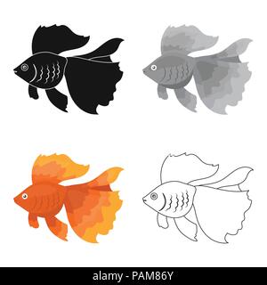 Gold Fish Symbol Cartoon. Singe aquarium fisch Symbol aus dem Meer, Ozean leben Cartoon. Stock Vektor
