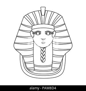 Des Pharao goldene Maske Symbol in der gliederungsansicht Stil auf weißem Hintergrund. Das alte Ägypten symbol Vektor Illustration. Stock Vektor