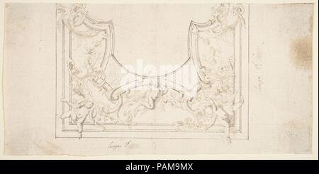 Design für eine Decke Dekoration. Künstler: Donato Giuseppe Frisoni (Italienisch, Laino in der Nähe von Como 1683-1735 Ludwigsburg). Maße: Blatt: 5 1/2 x 11 in. (13,9 x 27,9 cm). Datum: 1709-20. Museum: Metropolitan Museum of Art, New York, USA. Stockfoto