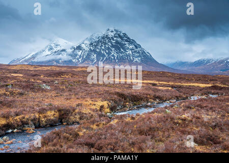 Die Buachaille Etive Mor am Glen Etive, Argyll, Highlands, Schottland, Großbritannien, Europa. Stockfoto