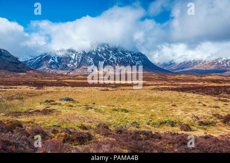 Die Buachaille Etive Mor am Glen Etive, Argyll, Highlands, Schottland, Großbritannien, Europa. Stockfoto