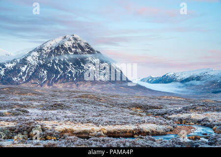 Die Buachaille Etive Mor am Glen Etive, Argyll, Highlands, Schottland, Großbritannien, Europa. Stockfoto