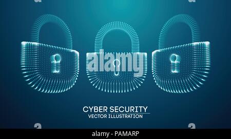 Coputer internet Cyber Security Hintergrund. Internetkriminalität Vector Illustration. Digitale Sperre Stock Vektor