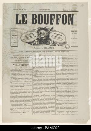 Le Bouffon - Le Salon de 1868. Artist: Nach Sir Lawrence Alma-Tadema (British (Niederlande) geboren, 1836-1912 Dronrijp Wiesbaden); Nach Gustave Courbet (Französisch, Ornans 1819-1877 La Tour-de-Peilz); Nach Camille Corot (Französisch, Paris 1796-1875 Paris); Nach Édouard Manet (Französisch, Paris 1832-1883 Paris); nach Charles-Fran çois Daubigny (Französisch, Paris 1817-1878 Paris); nach Eugène Fromentin (Französisch, La Rochelle 1820-1876 Saint-Maurice); Nach Gustave Doré (Französisch, Straßburg 1832-1883 Paris); nach Charles Sellier (Französisch, 1830-1882); Nach François-Emile Ehrmann (Französisch, 1833-1910); nach Fr Stockfoto