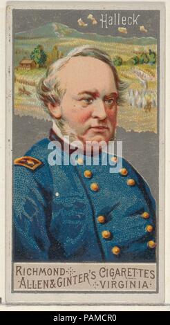 Henry Wager Halleck, aus dem großen Feldherren-Serie (N15) für Allen & Ginter Zigaretten Marken. Maße: Blatt: 2 3/4 x 1 1/2 in. (7 x 3,8 cm). Lithograph: George S. Harris & Söhne (Amerikanische, Philadelphia). Herausgeber: Allen&Ginter (Amerikanische, Richmond, Virginia). Datum: 1888. Handel Karten aus dem 'großen Generäle'-Reihe (N15), im Jahre 1888 in einer Reihe von 50 ausgestellten Karten Allen&Ginter Marke Zigaretten zu fördern. Museum: Metropolitan Museum of Art, New York, USA. Stockfoto