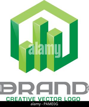 Wirtschaft Finanzen logo, Pfeile und info Grafik 3d bar Logo, Vector Logo Konzept, Business wirtschaftliche Logo Stock Vektor