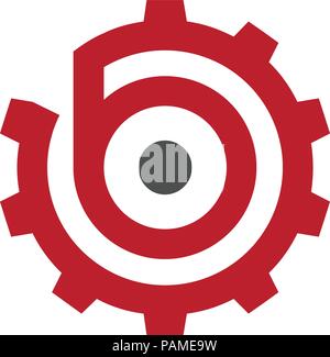 Buchstabe b mit Zahnrad logo Konzept, Buchstabe b Industrie logo Konzept Stock Vektor