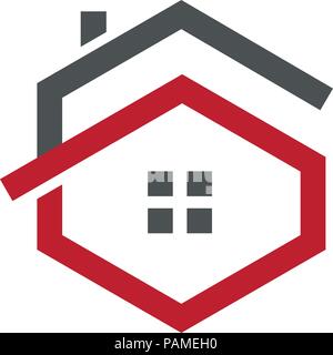 Kreative hexagon Buchstabe G mit Immobilien logo, Buchstabe G mit Überdachung logo Vektor Stock Vektor