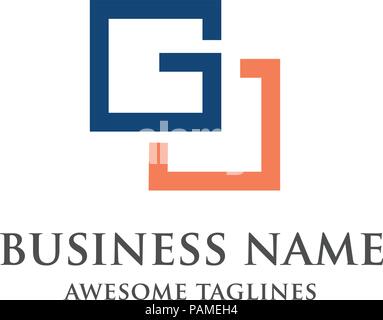 Moderne und elegante minimalistische schreiben G Quadrat logo Konzept, kreativ schreiben G-Logo Stock Vektor