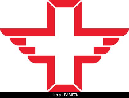 Vektor Flügel kreuz Gesundheit Symbol, Kreuz, Kreuz Tag Design Konzept, Vektor Kreuz Symbol Form Abbildung Stock Vektor