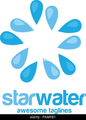 Star Water logo Konzept, blaues Wasser mit Stern form Stock Vektor