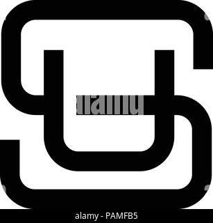 Kreative Schwarzweiß-Konzept Buchstaben S, SU, schreiben uns Schwarz Farbe Logo Design Stock Vektor