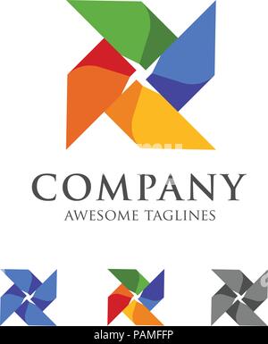 Kreative einfaches Design Mühle. Whirligig Symbol Vektor. pinwheel Flachbild Symbol isoliert Stock Vektor