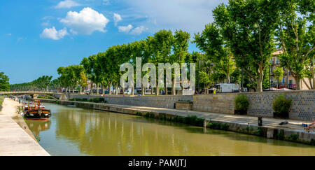 Canal de la Robine, Narbonne, Aude, Royal, Frankreich Stockfoto