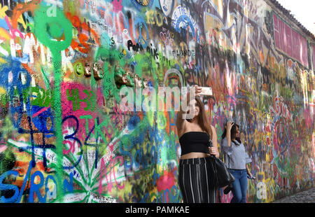 Der John Lennon Mauer in Prag in der Tschechischen Republik 2018 Stockfoto